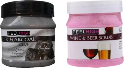 feelhigh Charcoal Deep cleansing Scrub (500ml) & Wine & beer Scrub(500 ml)