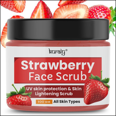 kuraiy Strawberry UV Skin Protection & Skin Lightening Face Scrub for All Skin Types Scrub(100 g)
