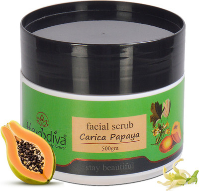 Herbdiva Carica Papaya Facial Scrub | Blackheads and Dirt Remove | With Papaya Extract Scrub(500 g)