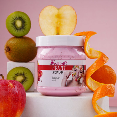 feelhigh Face & Body Fruit Scrub For Remove dead Skin cells with Orange peel Extract Scrub(500 ml)