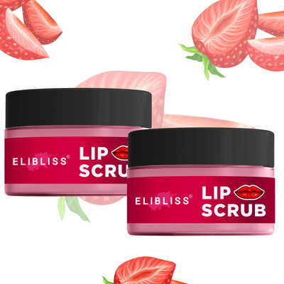 ELIBLISS Exfoliating Strawberry Lip Scrub for Hydrated, Soft and Supple Lips Scrub(30 g)