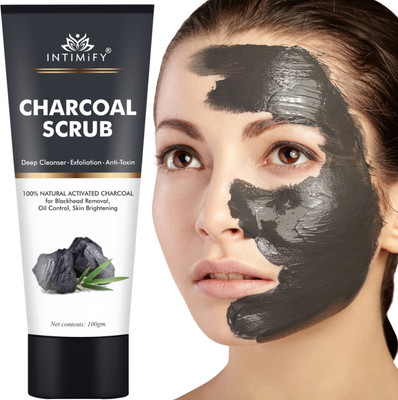INTIMIFY Charcoal Face Scrub for Deep Cleansing & Exfoliation Remove Blackheads Scrub(100 g)