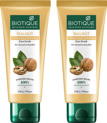 BIOTIQUE Walnut Exfoliating & Polishing Face Scrub Tube 100g X 2 Scrub For Rs. 162 @ 55% off