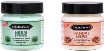 Sheer Secret Neem Scrub 100gm and Sandal Scrub 100gm Scrub(200 g)
