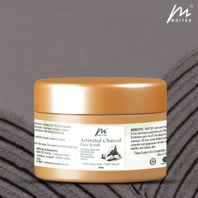 maitso Charcoal Tan Removal Face Scrub for Glowing Skin | Anti Acne, Blackhead Remover Scrub(200 g)