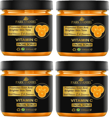 PARK DANIEL Vitamin C Facial Scrub For Smooth And Brighter Skin Pack of 4 of 100 ML Scrub(400 ml)