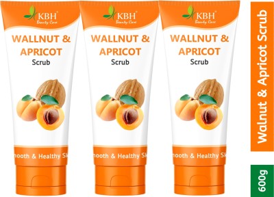 kbh Natural Apricot Scrub Leaves your Skin Fresh and Alive (Pack of 3) Scrub(600 ml)