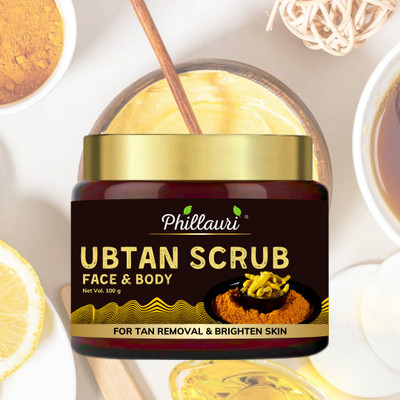 Phillauri Ubtan Scrub For Face & Body Turmeric for Glowing Skin & Tan Removal  Scrub(100 g)