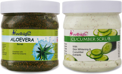 feelhigh Aloevera Scrub & Cucumber scrub enriched with cucumber extract Scrub(1000 ml)