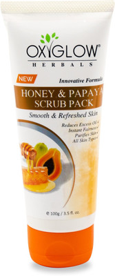 OXYGLOW Honey & Papaya Enzymes Scrub Pack,Reduce Excess Oil ,Remove Dead Skin Scrub(100 g)