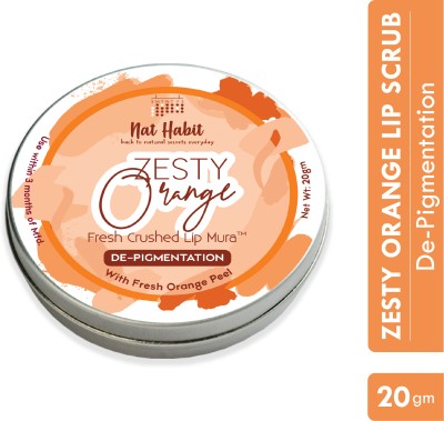 Nat Habit Zesty Orange Lip Mura, Lip Scrub for Lip Lightening & softening|Dry Lips,Orange Scrub(20 g)