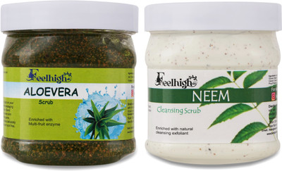 feelhigh Aloevera Scrub & Neem scrub enriched with Natural neem extract Scrub(1000 ml)