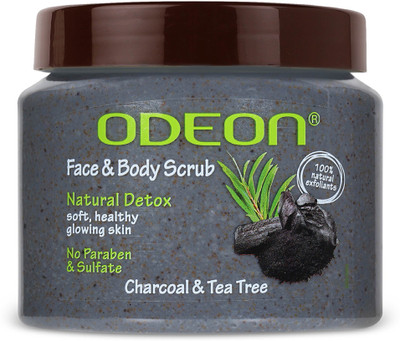 ODEON CHARCOAL AND TEA TREE FACE AND BODY SCRUB 300ML Scrub(300 ml)