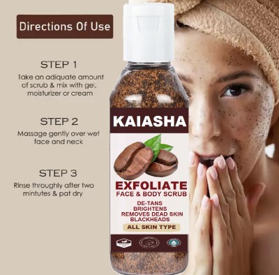 KAIASHA Coffee Face Scrub for Deep Exfoliation, Tan Removal & Blackheads  Scrub(100 g)