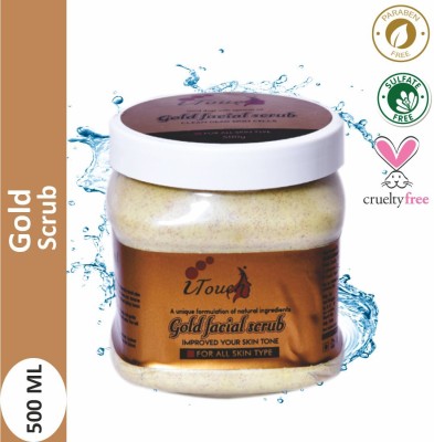 I TOUCH Herbal Gold Facial Massage Scrub | Face & Body Scrub |All Skin Types 500 ml Scrub(500 ml)