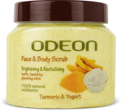 ODEON Turmeric & Yogurt Face and Body Scrub, 300ML | Brightening & Revitalising Scrub(300 ml)