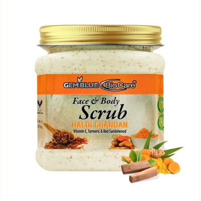 GEMBLUE BIOCARE Haldi Chandan Scrub for Face and Body, Enriched with Vitamin E & Turmeric, 385ml Scrub(385 ml)