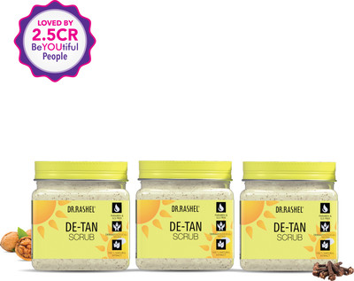 DR.RASHEL De-Tan Scrub with Walnut & Clove Extract | For Exfoliation (Pack of 3) Scrub(1140 ml)