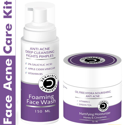 DERMISTRY Salicylic Acid Acne Open Pores Spots Marks Oil Removal Face Wash & Moisturizer Scrub(200 ml)