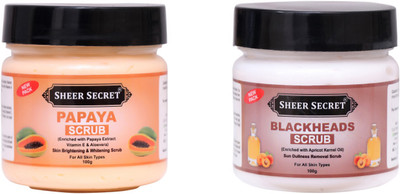 Sheer Secret Papaya Scrub 100gm and Blackhead Scrub 100gm Scrub(200 g)