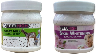 feelhigh Face and Body Goat Milk Scrub 500ml And Skin Whitening Scrub 500ml Scrub(1000 ml)