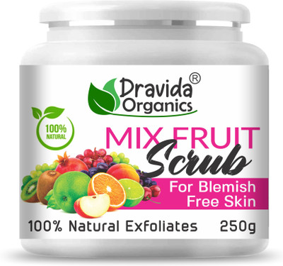 Dravida Organics Mix Fruit Face Scrub for Exfoliates Gently with Real Fruit, Removes Dead Skin Scrub(250 g)