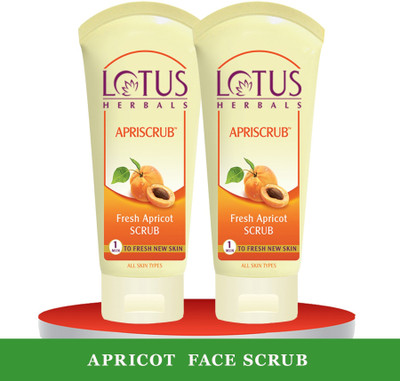 LOTUS HERBALS APRISCRUB Fresh Apricot Scrub ( Pack of 2 ) ( 125g * 2 ) Scrub(250 g)