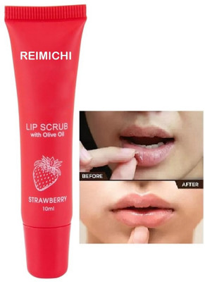 REIMICHI New Dark Chapped & Pigmeneted Lip Scrub For Women strawberry(Pack of: 1, 10 g)