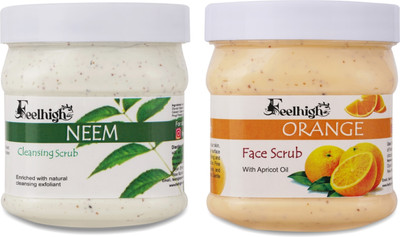 feelhigh Face and Body Neem Scrub and Orange Scrub For Man and Woman -Pack 2 Scrub(1000 ml)