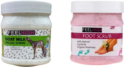 feelhigh Face and Body Goat Milk Scrub 500ml And Foot Scrub 500ml Scrub(1000 ml)
