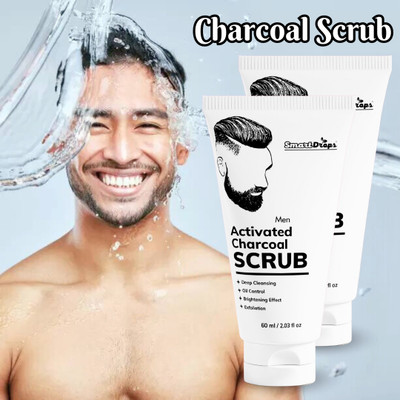 smartdrops Charcoal Face Scrub Men For Dark Spots & Oily Skin Face  Scrub(120 ml)