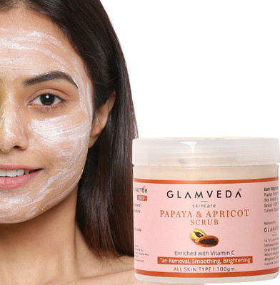 GLAMVEDA Papaya & Apricot Face Scrub Enriched with Vitamin C For Tan Removal & Smoothing Scrub(100 g)