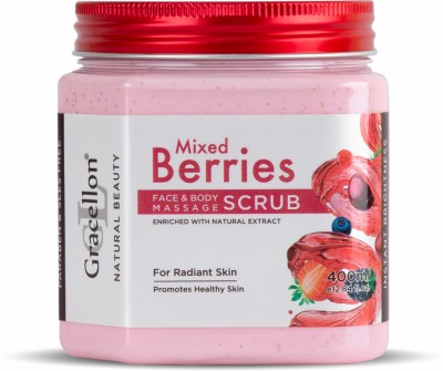 Gracellon Mixed Berries Face and Body Massage Scrub | Instant Brightness Scrub(400 ml)