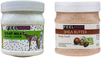 feelhigh Face and Body Goat Milk Scrub 500ml And Shea Butter Scrub 500ml Scrub(1000 ml)