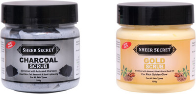 Sheer Secret Charcoal Scrub 100gm and Gold Scrub 100gm Scrub(200 ml)