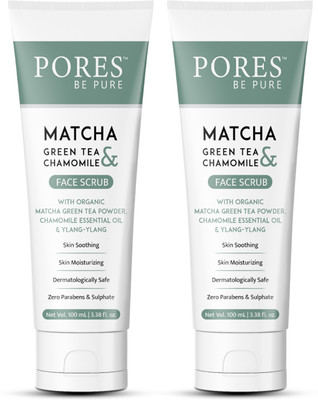 PORES BE PURE Matcha Green Tea & Chamomile Face Scrub | Blackhead Removal & Clarifying Skin | Scrub(200 ml)