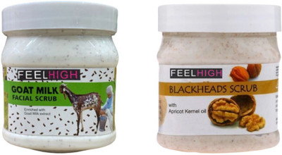 feelhigh Face and Body Goat Milk Scrub 500ml And Blackheads Scrub 500ml Scrub(1000 ml)