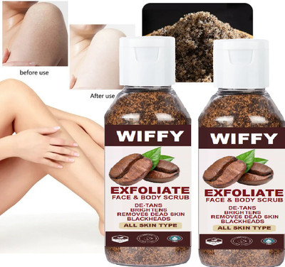 Wiffy Exfoliate Walnut Scrub For Face & Body With Coffee & For pack of-2 sexy body Scrub(200 g)