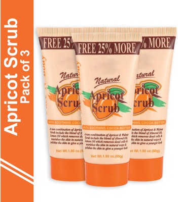 Enkanto Natural Apricot Scrub with Soothing Cocoa Butter (Pack of 3 Pcs, 50gm X 3) Scrub(150 g)