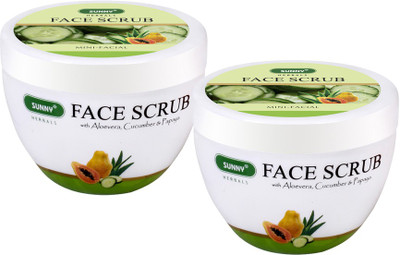 Sunny Herbals Face Scrub (With Aloevera, Cucumber & Papaya) pack 2 Scrub(125 g)