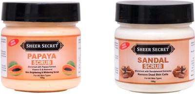 Sheer Secret Papaya Scrub 100gm and Sandal Scrub 100gm Scrub(200 g)