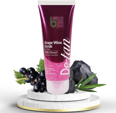 B3 plus herbal B3+Herbal Grape Wine Scrub (De-Tan) Gel Based With Charcoal 100ML Scrub(100 ml)