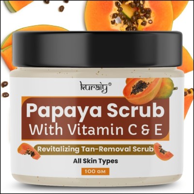 kuraiy Papaya Revitalizing & Tan Removal Face Scrub Suitable for All Skin Types 100g Scrub(100 g)