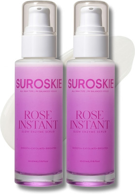 Suroskie Rose Instant Enzyme Face Scrub 50ml (Pack of 2) For Glowing Skin & Dark Spots Scrub(100 ml)