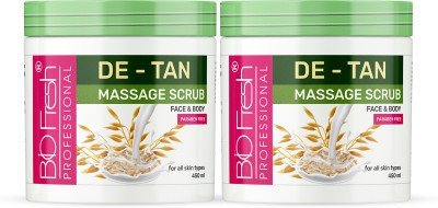 Biofresh De-Tan Face & Body Massage Exfoliating Combo Smooth Skin Pack of 2 Scrub(450 ml)