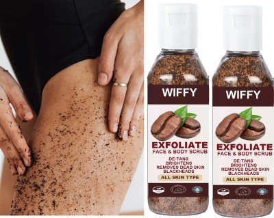 Wiffy Body & Face Scrub for Tan Removal & Exfoliation Scrub pack of 2 Scrub(200 ml)