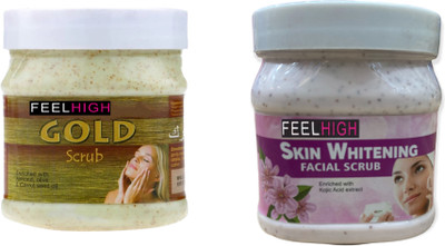 feelhigh Face and Body Gold Scrub and Skin whitening Scrub For Man and Woman -Pack 2 Scrub(1000 ml)