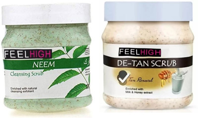 feelhigh Neem Cleansing Scrub-500ml & De-tan Tan removal scrub- Skin Care Product Scrub(500 ml)
