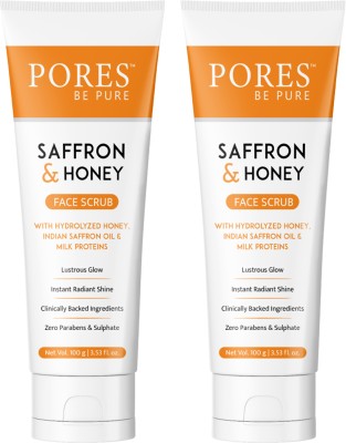 PORES BE PURE Saffron & Honey Face Scrub with Milk Proteins for Nourished & Hydrated Skin | Scrub(200 g)