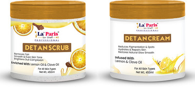 La' Paris De Tan Face Scrub for Brighter Skin 450ml & De Tan Cream helps in Glowing 450ml Scrub(450 ml)